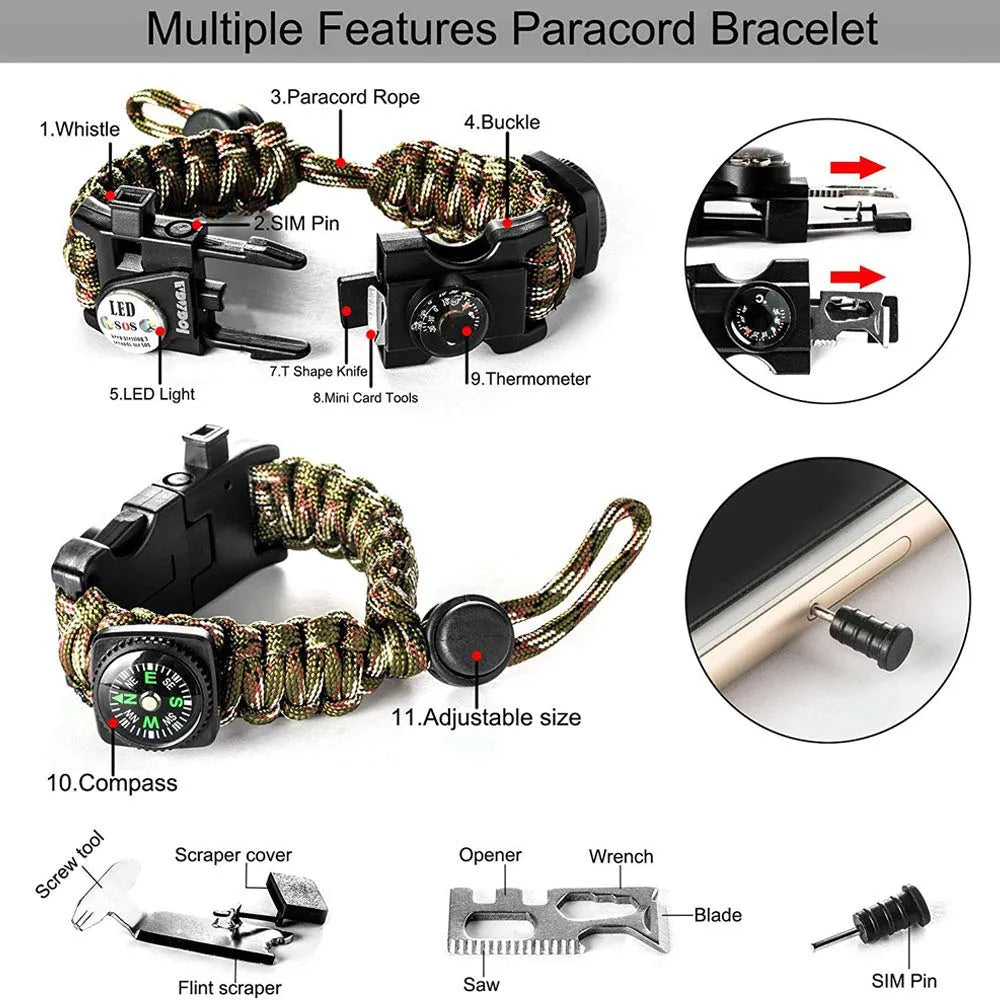 Outdoor survival Paracord bracelet